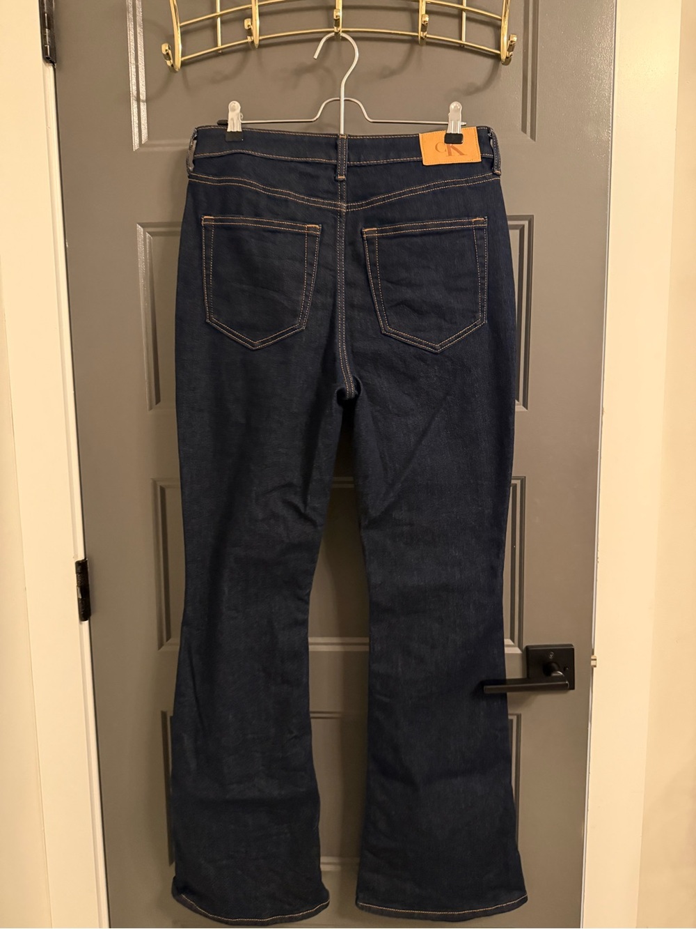 Calvin Klein High-Rise Flare Dark Blue Women's Jeans - Picture 5 of 7